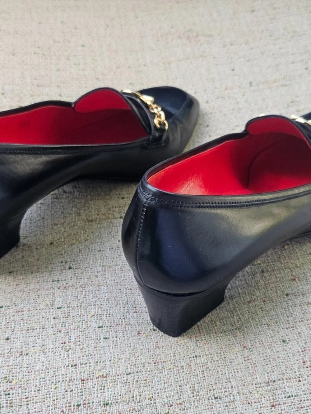 Vintage Celine Ladies Heel Shoes Black Leather Sandal Size 35.5 5US Made Italy - Picture 7 of 14